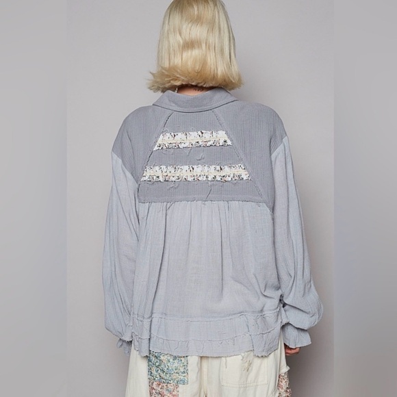 POL Pale Grey Button-Up Shacket - Picture 2 of 8